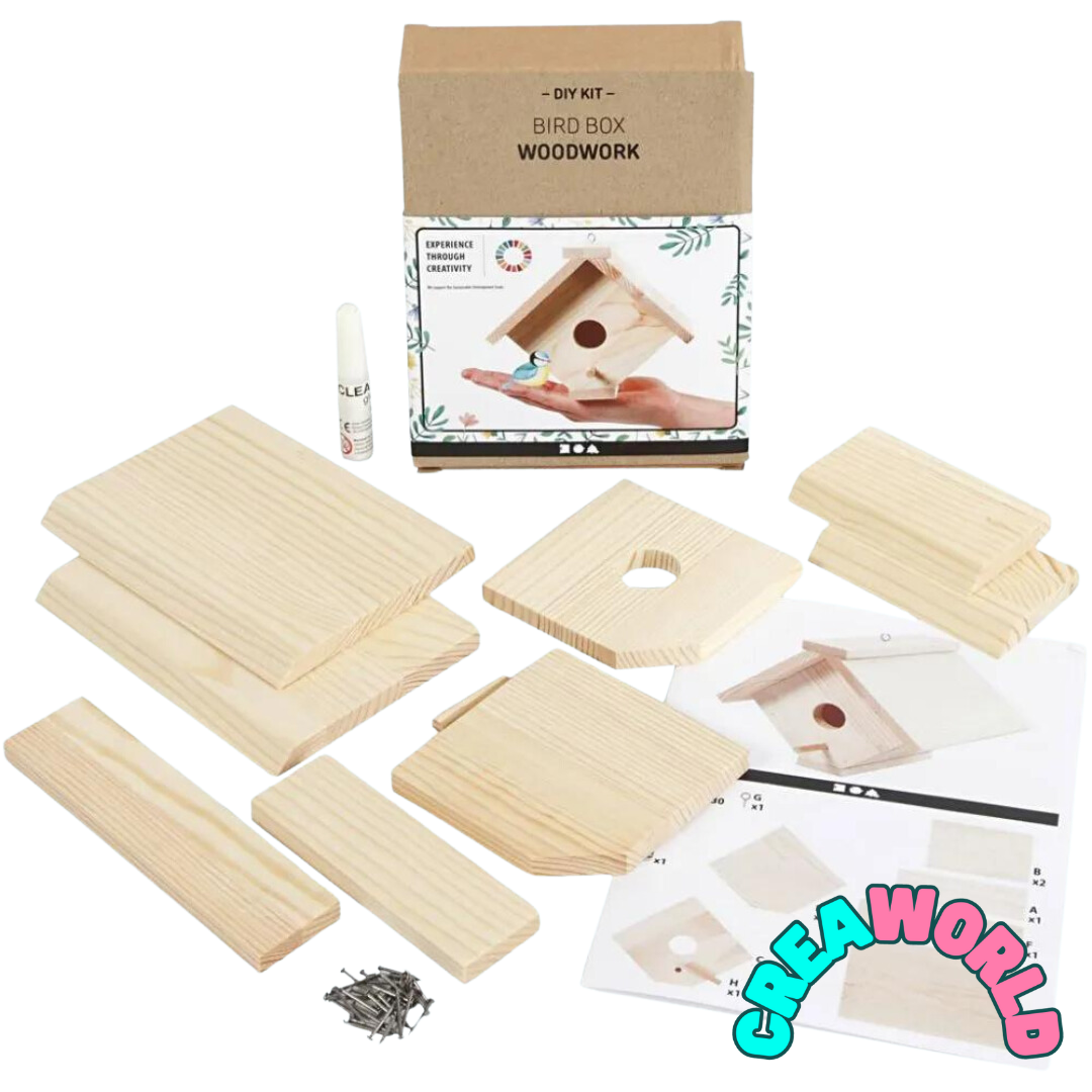 Bouw-Set Vogelvoederhuisje + verf en Foam klei (2st)