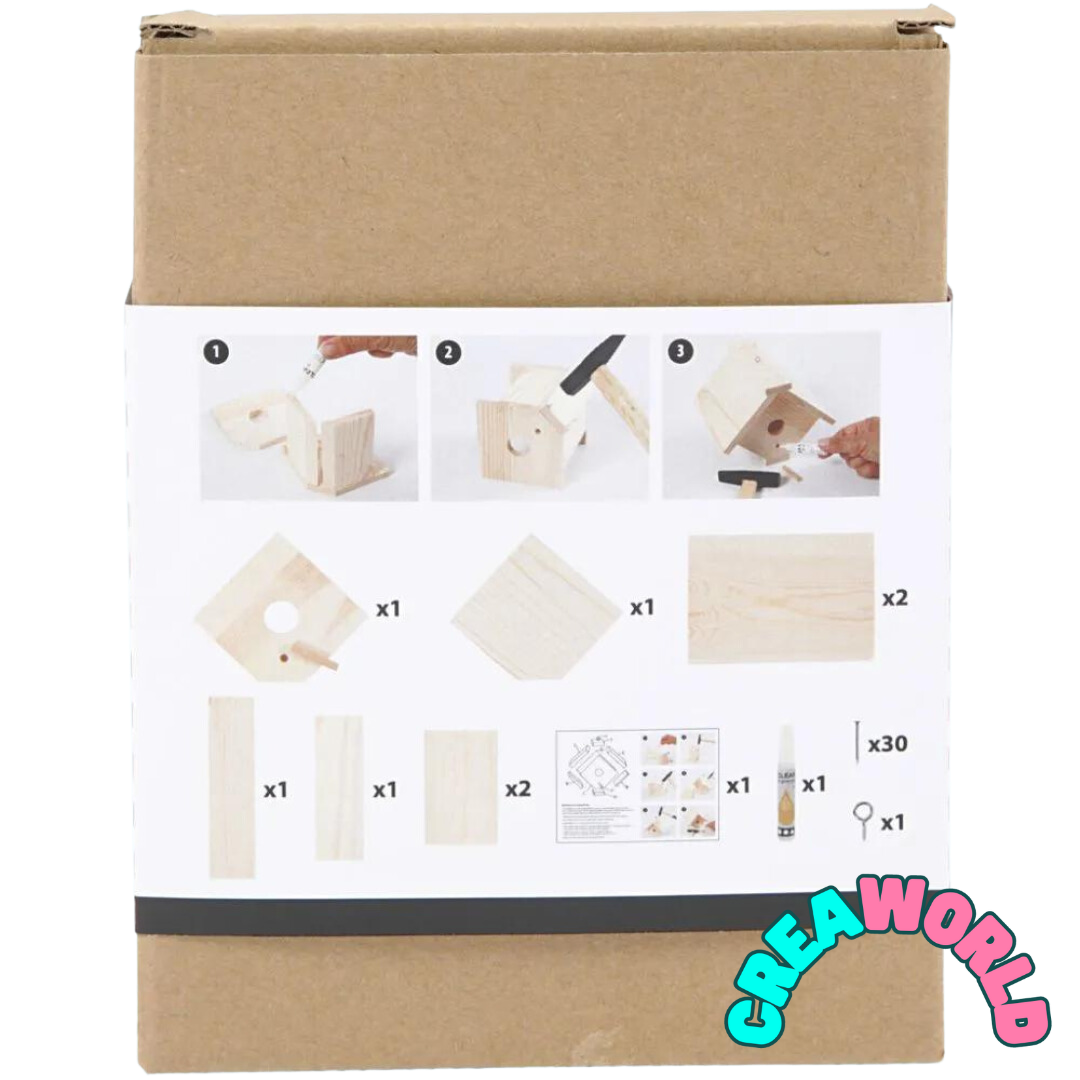 Bouw-Set Vogelvoederhuisje + verf en Foam klei (2st)