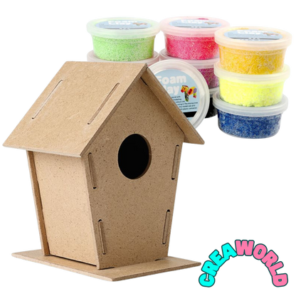 Bouwpakket Vogelhuisjes (2st) + verf en Foam klei